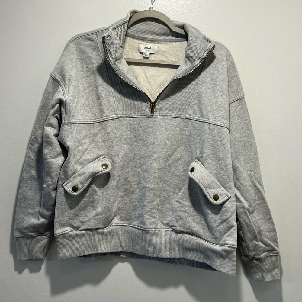 Aerie moto quarter zip sweatshirt, size XS